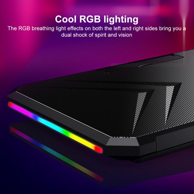 Бесшумный кулер для ноутбука NUOXI YL-019 с RGB-подсветкой и двумя турбинами