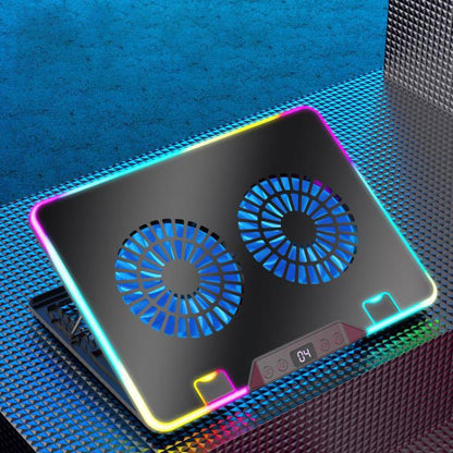 NUOXI F36-2 6 ātrumu regulējams divu ventilatoru īpaši plāns klēpjdatora dzesētājs
