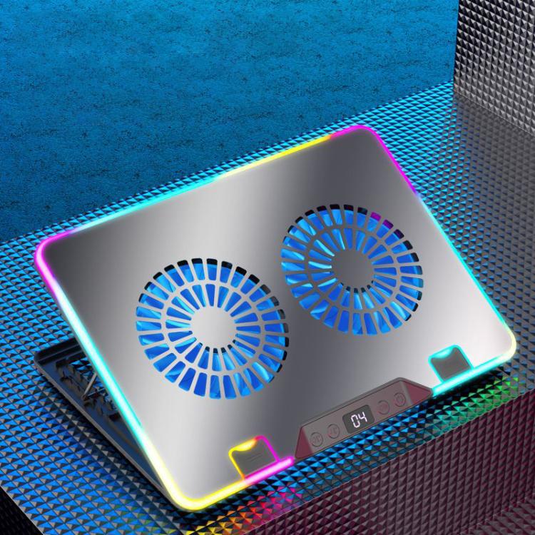 NUOXI F36-2 6 ātrumu regulējams divu ventilatoru īpaši plāns klēpjdatora dzesētājs