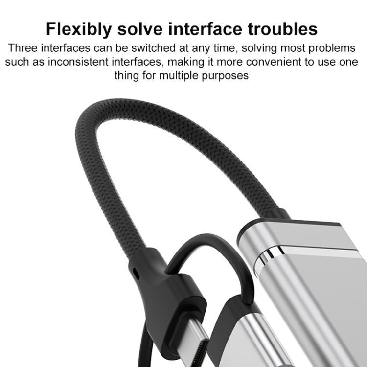 USB / Type-C / 8 Pin to CF / TF / SD Card Reader, 3.5mm HUB Adapter 6 in 1 Docking Station