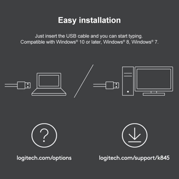 Logitech K845 Backlit Mechanical Wired Keyboard, Cable Length: 1.8m