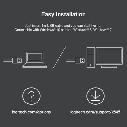 Logitech K845 Backlit Mechanical Wired Keyboard, Cable Length: 1.8m
