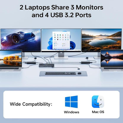 KCEVE KC-KVM203TCC USB 3.2 Dual Monitor 4K 60Hz KVM Switch