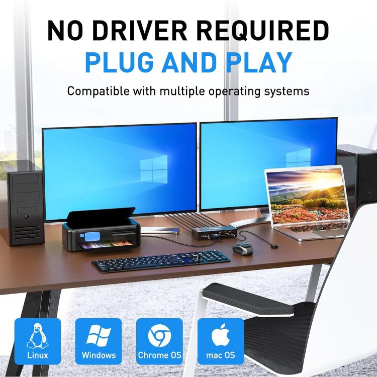 KCEVE KC-KVM302DP USB 3.0 Dual Monitor 8K 30Hz KVM Switch