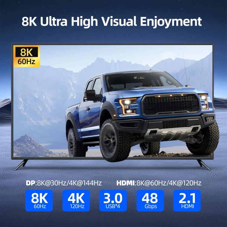 KCEVE KC-KVM303 USB 3.0 Dual Monitor 8K 60Hz KVM Switch