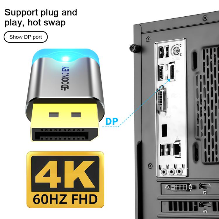 Видеокарта с интерфейсом DisplayPort DOONJIEY, спуфер, эмулятор дисплея, виртуальный монитор со световым индикатором