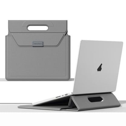 Handle Portable Laptop Briefcase PU Leather Laptop Sleeve with Foldable Stand