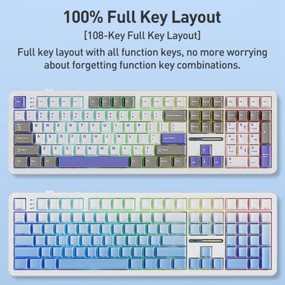 AULA F108 108 Keys Wired/2.4G/Bluetooth Three Model Customizable RGB Gaming Mechanical Keyboard