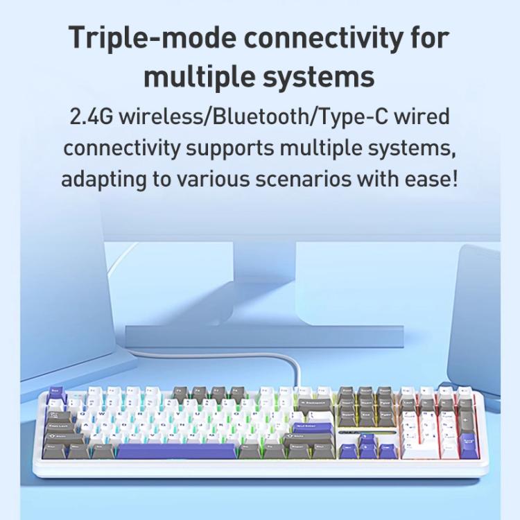 AULA F108 108 Keys Wired/2.4G/Bluetooth Three Model Customizable RGB Gaming Mechanical Keyboard