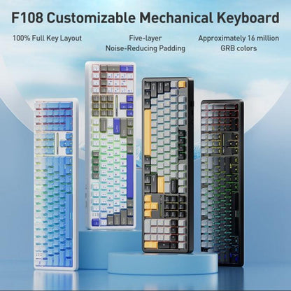 AULA F108 108 Keys Wired/2.4G/Bluetooth Three Model Customizable RGB Gaming Mechanical Keyboard