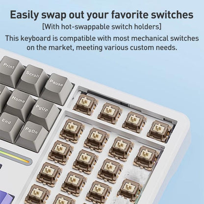 AULA F108 108 Keys Wired/2.4G/Bluetooth Three Model Customizable RGB Gaming Mechanical Keyboard