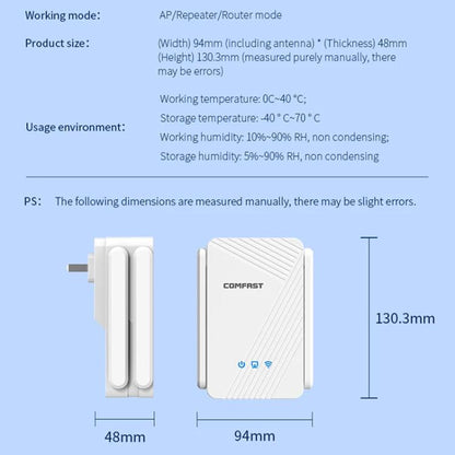 COMFAST CF-WR773BE 3570Mbps WiFi7 signāla paplašinātājs divjoslu gigabitu bezvadu atkārtotājs