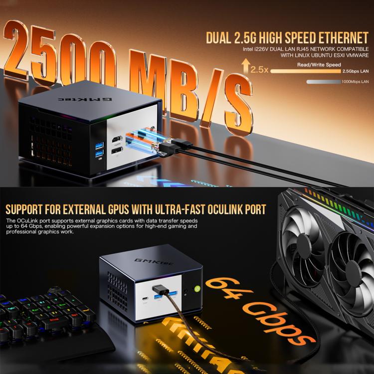 Мини-ПК GMKtec EVO-X1 AI, AMD Ryzen AI 9 HX 370, Radeon 890M, порт Oculink