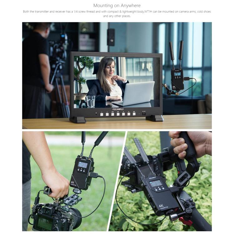 Беспроводная система передачи видео FEELWORLD WT1H 4K с двумя HDMI-совместимыми полнодуплексными интерком-трансляциями в режиме реального времени