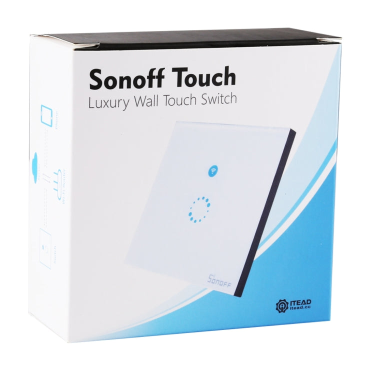 Сенсорный настенный выключатель Sonoff Touch 86 мм, 1-клавишный, из закаленного стекла, сенсорный выключатель для умного дома, совместимый с Alexa и Google Home, переменный ток 90–250 В, 400 Вт, 2 А