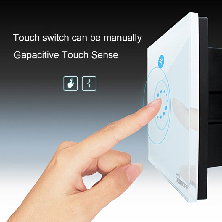 Сенсорный настенный выключатель Sonoff Touch 86 мм, 1-клавишный, из закаленного стекла, сенсорный выключатель для умного дома, совместимый с Alexa и Google Home, переменный ток 90–250 В, 400 Вт, 2 А