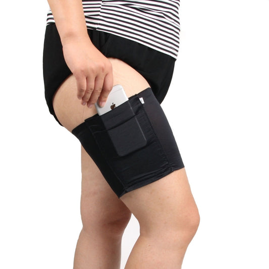 Women Solid Color Silicone Antiskid Non-slip Thigh Sock Anti Chafing Elastic Bands with Card Mobile Phone Bag, Size: 55-60cm