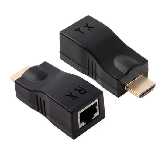 Удлинительный адаптер HDMI - RJ45 (приемник и передатчик) по кабелю Cat-5e/6, поддержка HDCP, дальность передачи: 30 м