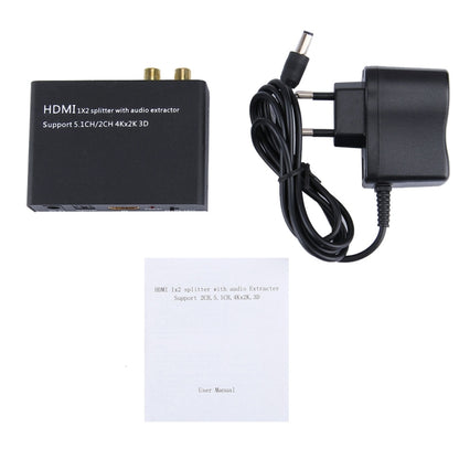 Разветвитель HDMI 1x2 с аудиоэкстрактором, поддержка 5.1CH / 2CH, 4Kx2K, 3D