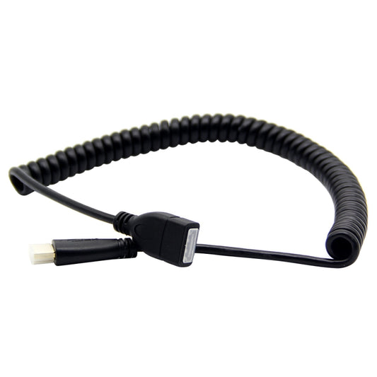 Спиральный кабель-адаптер HDMI (штекер HDMI) – HDMI (женский) с выдвижным коннектором. Спиральный кабель растягивается до 2,4 м.