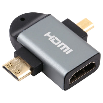 Позолоченный адаптер 2 в 1 Mini HDMI (штекер) + Micro HDMI (штекер) - HDMI (гнездо)