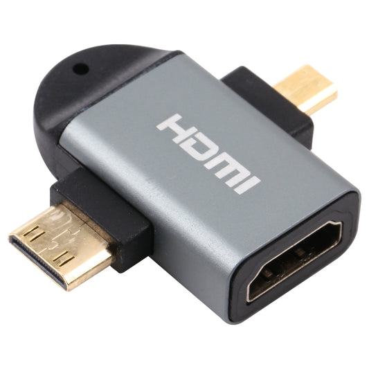 Позолоченный адаптер 2 в 1 Mini HDMI (штекер) + Micro HDMI (штекер) - HDMI (гнездо)
