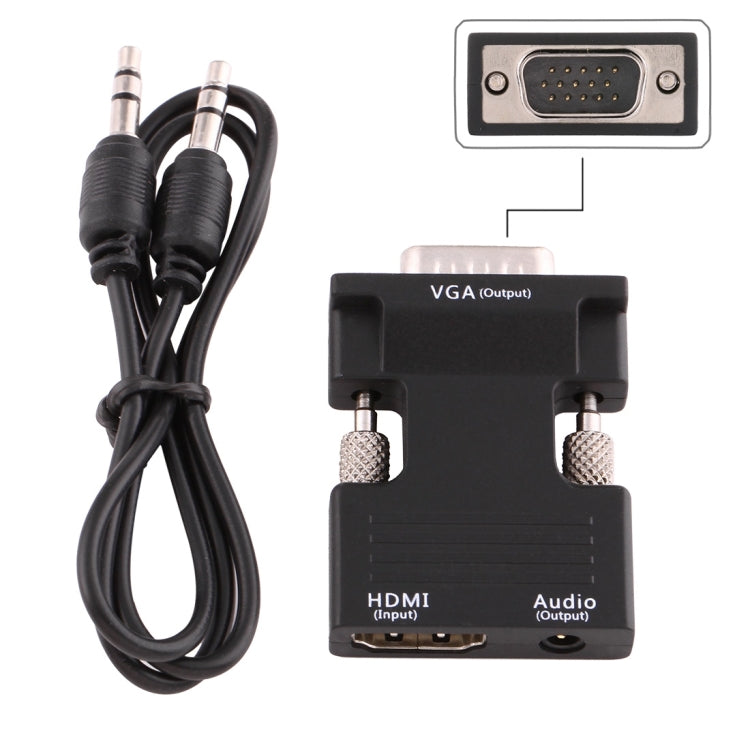 Переходник HDMI (женский) на VGA (мужской) с аудиовыходом для проектора, монитора, телевизора