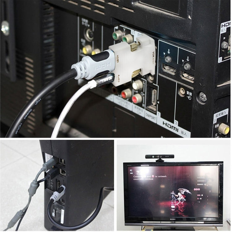 Переходник HDMI (женский) на VGA (мужской) с аудиовыходом для проектора, монитора, телевизора