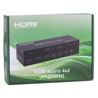 Матричный коммутатор/разветвитель HDMI 4x2 с пультом дистанционного управления, поддержка ARC/MHL/4Kx2K/3D, 4 порта HDMI на входе, 2 порта HDMI на выходе