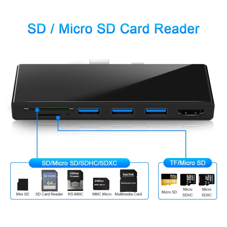 ROCKETEK SK-S4H 3 x USB 3.0 + HDMI + концентратор для чтения карт памяти SD/TF 4K HDMI-адаптер
