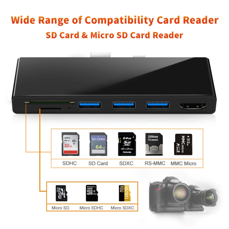 ROCKETEK SK-S5H 3 x USB 3.0 + HDMI + устройство чтения карт памяти SD/TF 4K HDMI адаптер