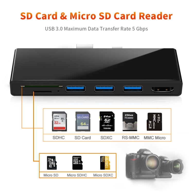 ROCKETEK SK-S5H 3 x USB 3.0 + HDMI + устройство чтения карт памяти SD/TF 4K HDMI адаптер