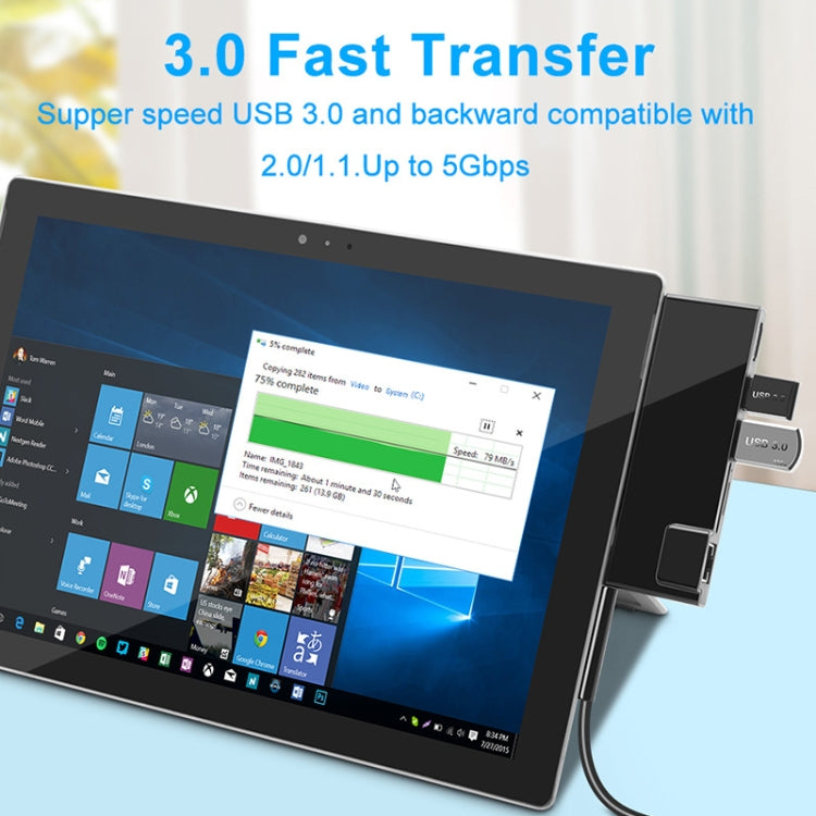 ROCKETEK SK-SH3L RJ45 + 2 x USB 3.0 + HDMI + Устройство чтения карт памяти SD/TF, концентратор 4K HDMI-адаптер