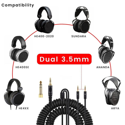 ZS0227 Двойной пружинный аудиокабель для наушников 3,5 мм для Denon AH-D7100 7200 D600 D9200 5200