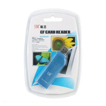 Внешний картридер SSK SCRS028 с интерфейсом USB 2.0, поддерживает карты CF/MD