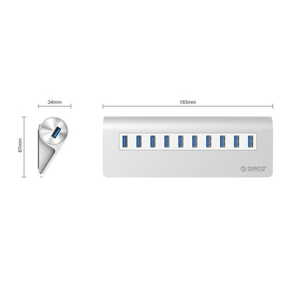 ORICO M3H10-U3-V2 Aluminum Alloy 10 USB 3.0 Ports HUB