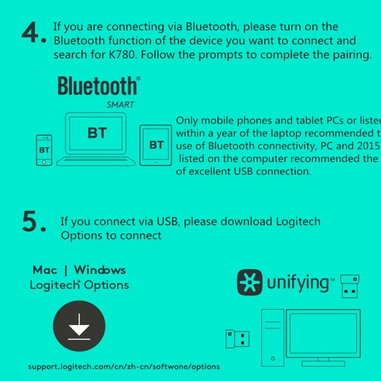 Беспроводная клавиатура Logitech K780 Multi-device Bluetooth + Unifying Dual Mode с подставкой