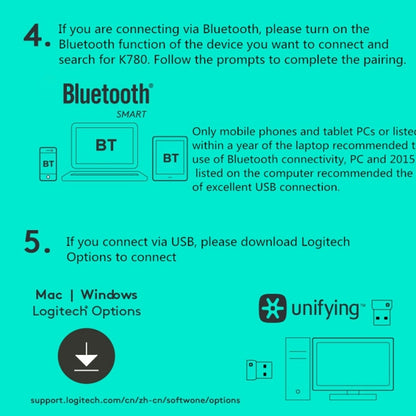 Беспроводная клавиатура Logitech K780 Multi-device Bluetooth + Unifying Dual Mode с подставкой