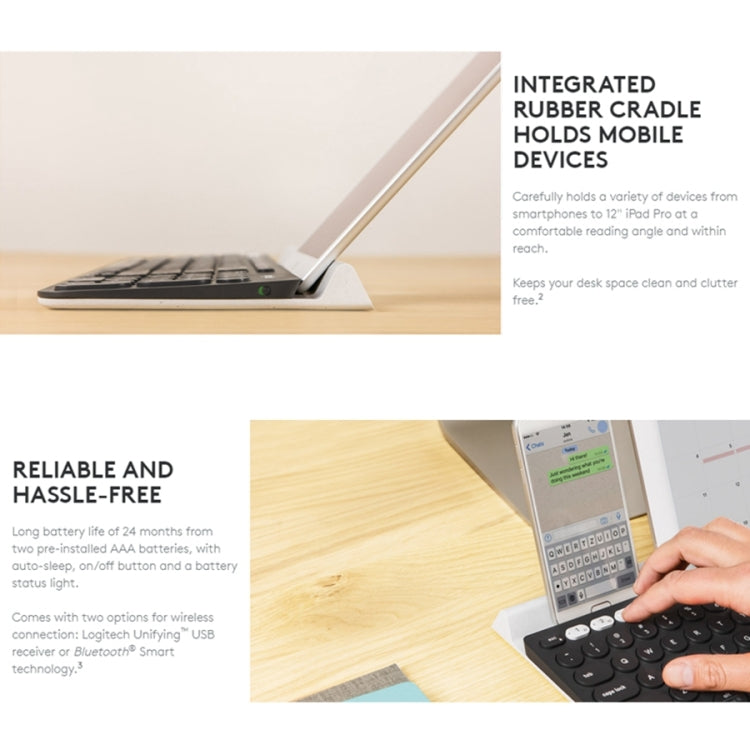 Беспроводная клавиатура Logitech K780 Multi-device Bluetooth + Unifying Dual Mode с подставкой