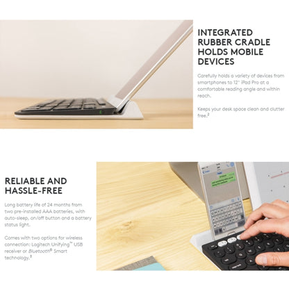Беспроводная клавиатура Logitech K780 Multi-device Bluetooth + Unifying Dual Mode с подставкой