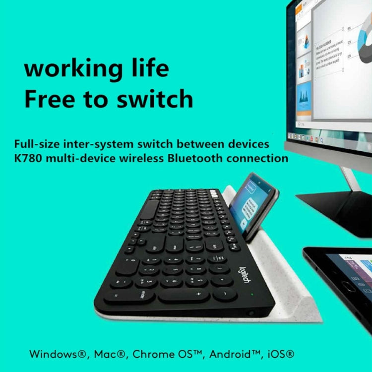 Беспроводная клавиатура Logitech K780 Multi-device Bluetooth + Unifying Dual Mode с подставкой