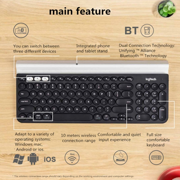 Беспроводная клавиатура Logitech K780 Multi-device Bluetooth + Unifying Dual Mode с подставкой