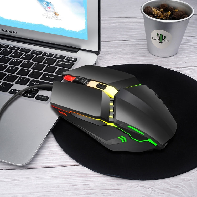 Проводная игровая мышь HXSJ S200 USB2.0 с разрешением 1600 точек на дюйм, регулируемая, с 4 клавишами, цветная, светящаяся, длина: 1,5 м
