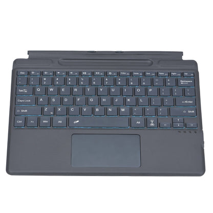 Чехол-клавиатура Bluetooth с цветной подсветкой и слотом для стилуса для планшета Microsoft Surface Pro 8 из кожи
