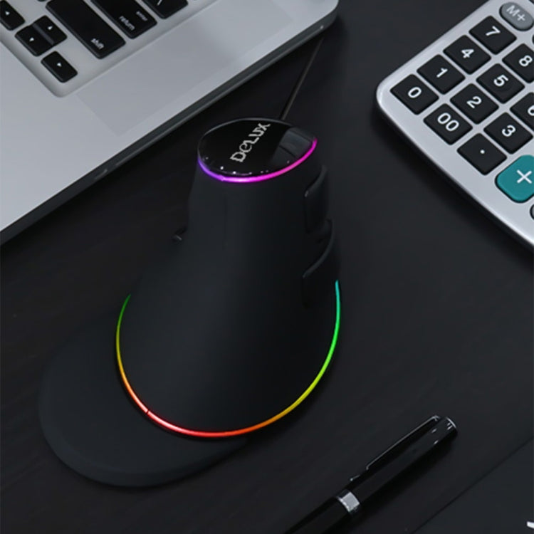 DELUX M618 Plus RGB vadu optiskā pele ergonomiska vertikāla pele 4000DPI