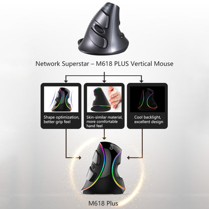 DELUX M618 Plus RGB vadu optiskā pele ergonomiska vertikāla pele 4000DPI