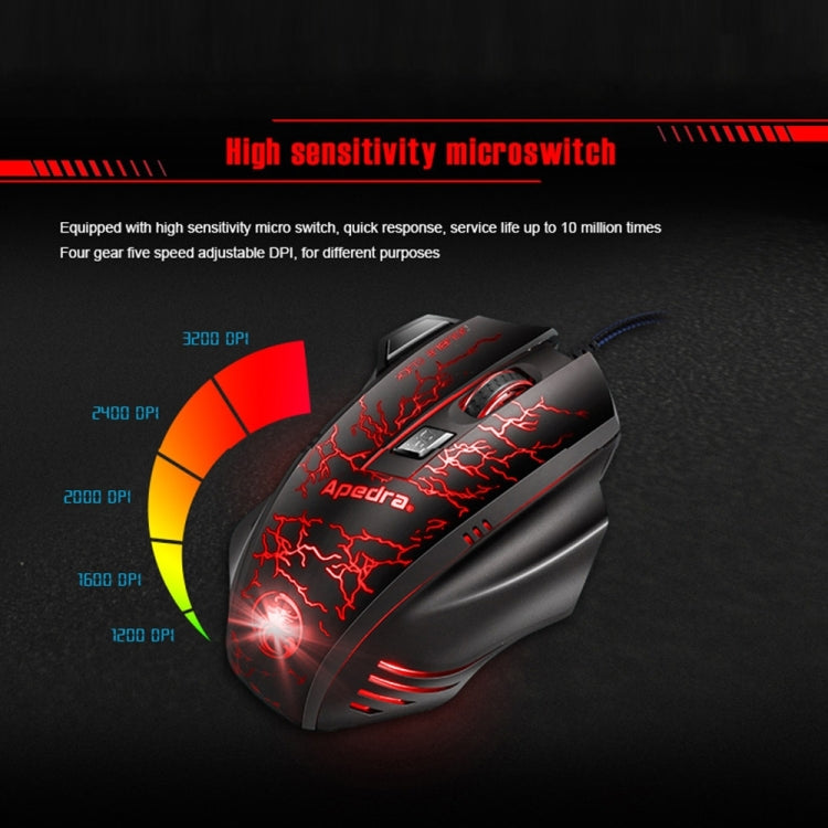 Apedra iMICE A7 High Precision Gaming Mouse LED four color controlled breathing light USB 7 Buttons 3200 DPI Wired Optical Gaming Mouse for Computer PC Laptop