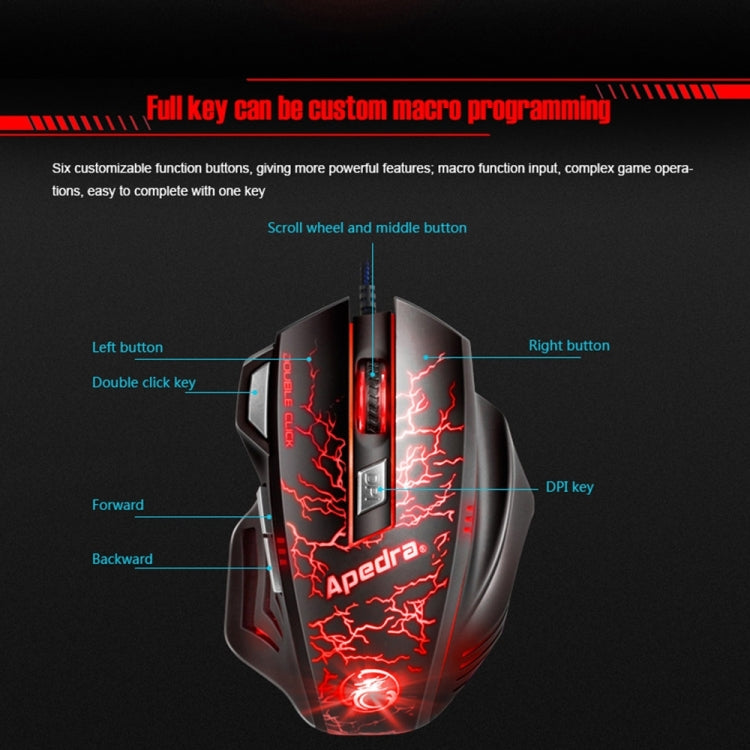 Apedra iMICE A7 High Precision Gaming Mouse LED four color controlled breathing light USB 7 Buttons 3200 DPI Wired Optical Gaming Mouse for Computer PC Laptop