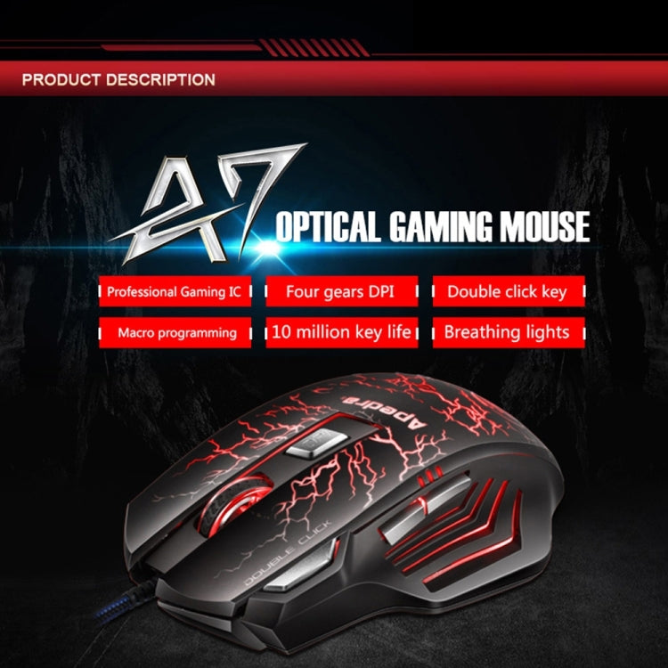 Apedra iMICE A7 High Precision Gaming Mouse LED four color controlled breathing light USB 7 Buttons 3200 DPI Wired Optical Gaming Mouse for Computer PC Laptop