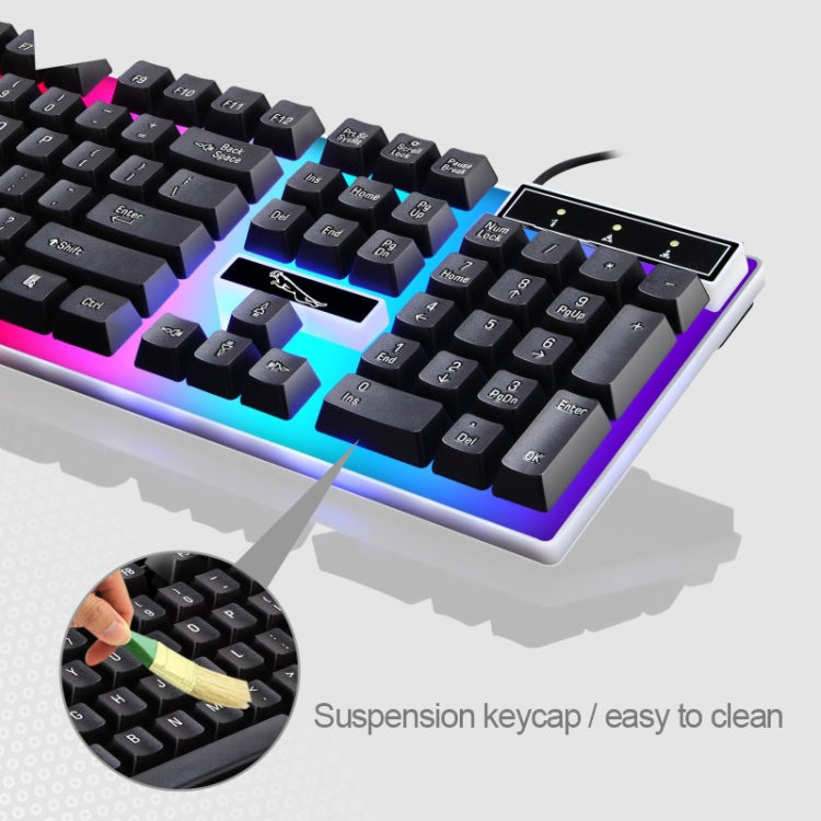 Комплект из профессиональной проводной клавиатуры ZGB G21 с цветной подсветкой, механической подвеской и оптической мышью, разрешение 1600 точек на дюйм, для ноутбука или ПК